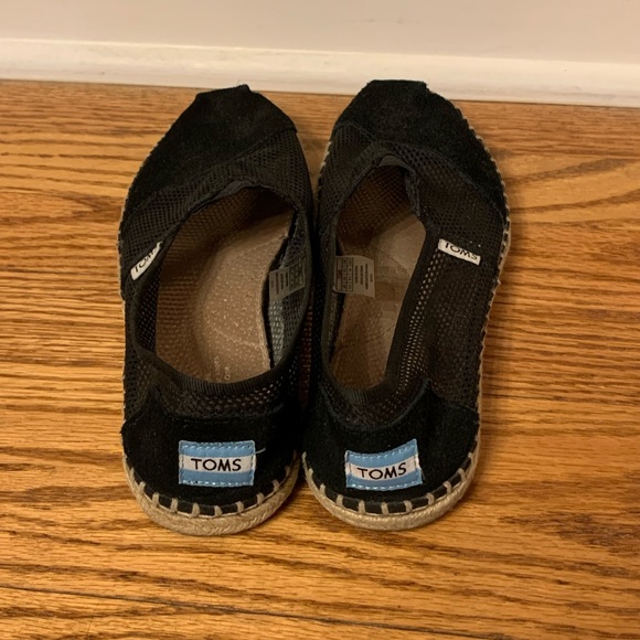 Black Mesh Suede Tom’s Alpargata Flats Shoes Espadrilles - Picture 7 of 7
